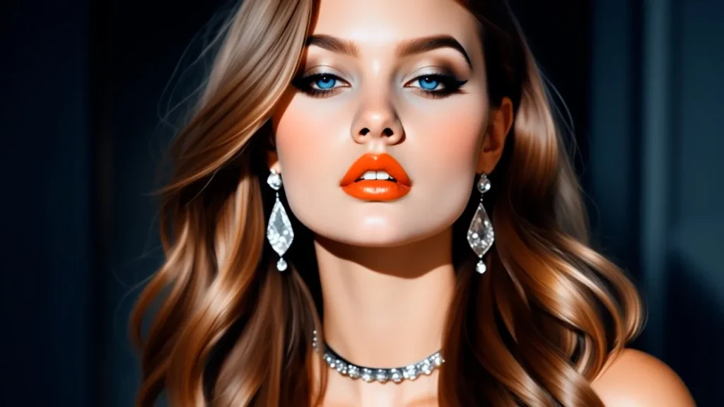 Goddess Olivia, seductive financial dominatrix with intense gaze and luxurious jewelry, embodying control and elegance